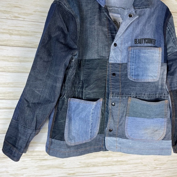 Upcycled Beauty Counter Denim Patchwork Jean Jacket - Picture 3 of 4